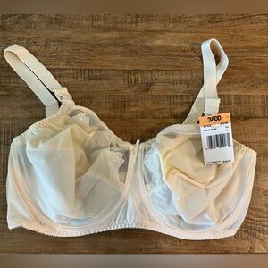 BALI Flower Underwire Unlined Full Coverage Bra Style 0180 Size 38 DD Lt beige